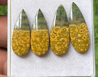 Ocean Jasper Pear Cabochon Pair, Natural Gemstones (27-29mm)