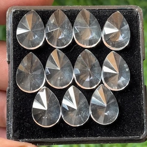Faceted wonderful 100% Natural Clear Quartz Pear Shape Step Cut Loose Gemstones Lot For Making Jewelry10X14mm