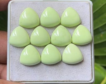 Lemon Chrysoprase Gemstone Trillion Cabochons, Jewelry Making (12x12mm)