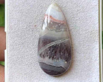 Natural Amethyst Lace Agate Pear Cabochon (37X17X5mm)