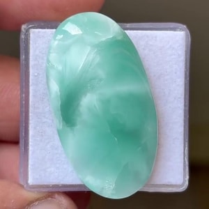 Hemimorphite Round Shape Flat Back Smooth Cabochon for Making Jewelry (39X21X6mm)