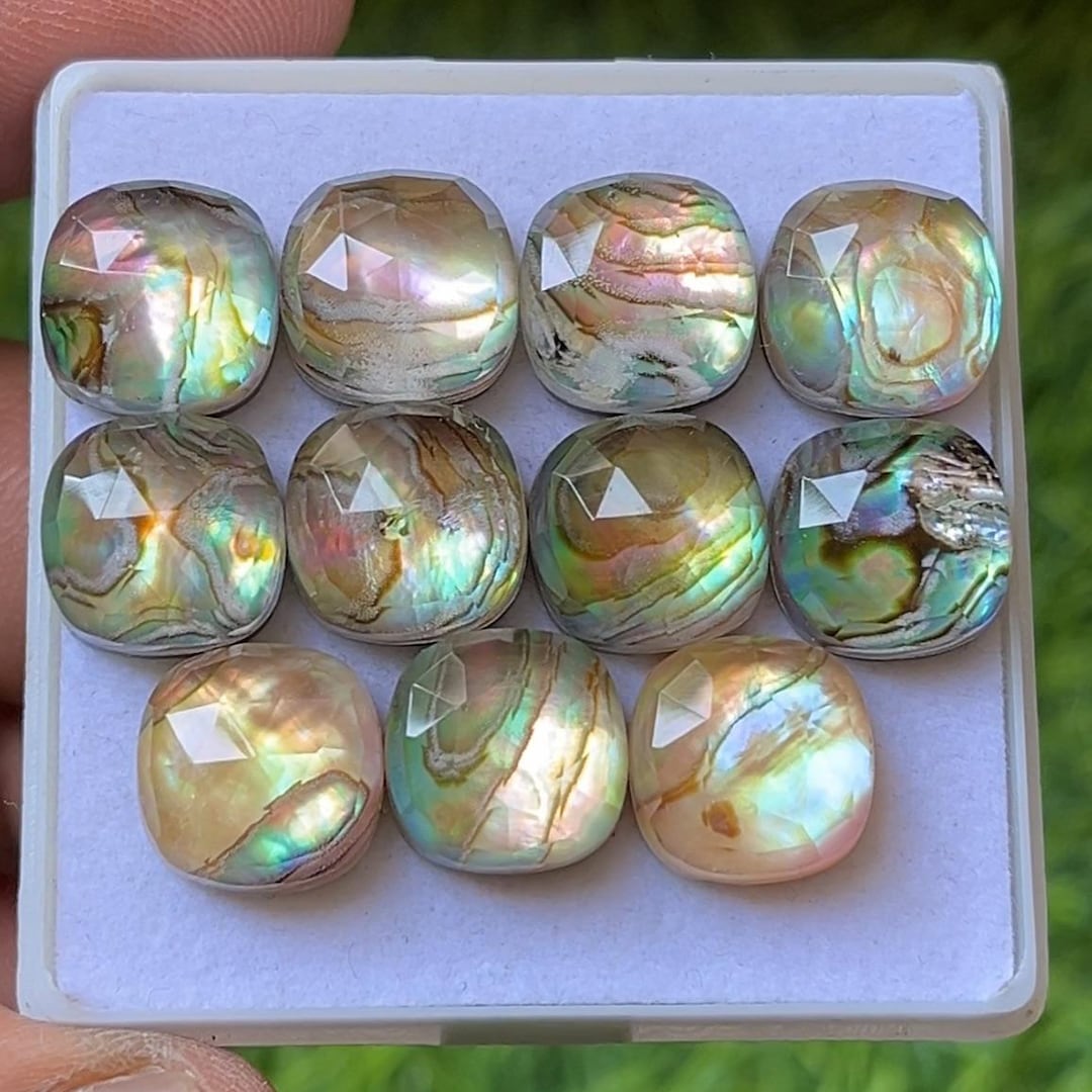 Abalone Shell Doublet Gemstones, Rose Cut Cushion Shape (12x12mm) - Etsy