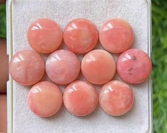 Rosa peruanische Opal-Cabochons, runde Edelsteine (12 x 12 mm), Schmuckherstellungs-Set