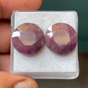 Ruby Sapphire Round Gemstone Slices, Flat Back Pair (17X17X4mm)