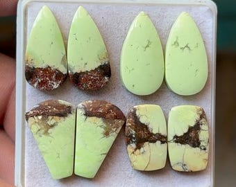 Lemon Chrysoprase Cabochon Pairs, Mixed Shape (16-21mm)