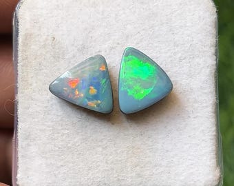 Australian Opal Doublet Pair, Trillion Cabochons (9x11mm)