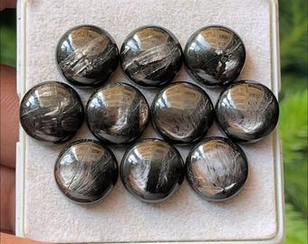 Natural Hypersthene Cabochons, Round Flat Back Gemstones (12X12mm)