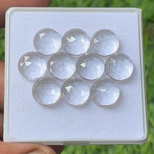 Faceted wonderful 100% Natural Clear Quartz Round Shape Rose Cut Loose Gemstones Lot For Making Jewelry10X10mm