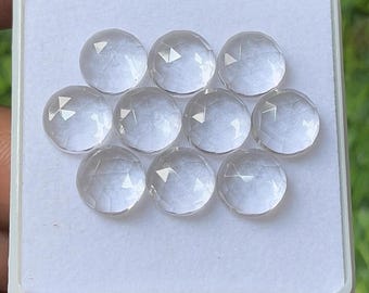 Faceted wonderful 100% Natural Clear Quartz Round Shape Rose Cut Loose Gemstones Lot For Making Jewelry10X10mm