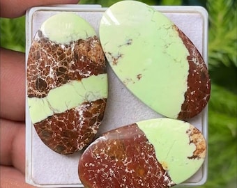 Lemon Chrysoprase Cabochon Gemstone Pairs, Oval, 35-38mm