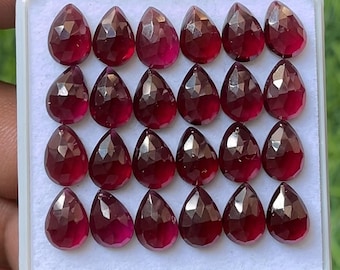 Rhodolite Garnet Pear Gems, Rose Cut (7x10mm, 25 Piece Lot)