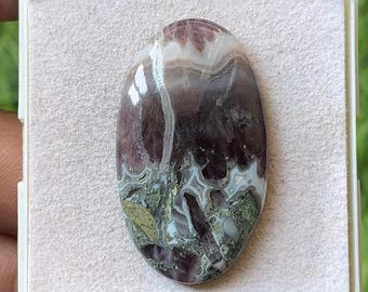 Oval Amethyst Lace Agate Cabochon, Loose Gemstone (38X22X6mm)