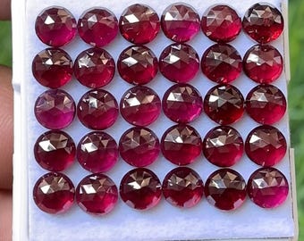Rhodolite Garnet Loose Gemstones, Round Rose Cut (6x6mm, 30 Piece Lot)