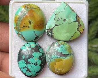 Tibetan Turquoise Cabochons Mix Shape Loose Gemstones 21-24mm, 4 Piece