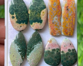 Natural Ocean Jasper Cabochon Pairs, Jewelry Making (19-25mm)