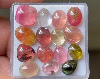 Multi Tourmaline Cabochon Lot, Mix Shape Gemstones (7-10mm)