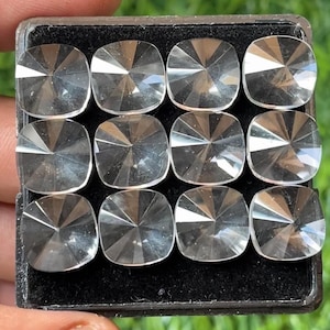 Faceted wonderful 100% Natural Clear Quartz Cushion Shape Step Cut Loose Gemstones Lot For Making Jewelry12X12mm