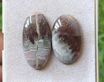 Oval Amethyst Lace Agate Cabochons, Gemstone Jewelry Making (26-29mm)