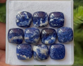 Natürliche Sodalith-Cabochons: Kissenform, 12 x 12 mm, 10 Stück