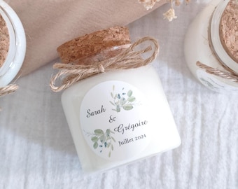 Bougie personnalisée mariage thème fleurs 50 ml - Mini bougie - Cadeaux invités événements mariage