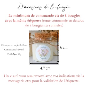 Bougie personnalisée mariage thème fleurs 50 ml Mini bougie Cadeaux invités événements mariage image 5