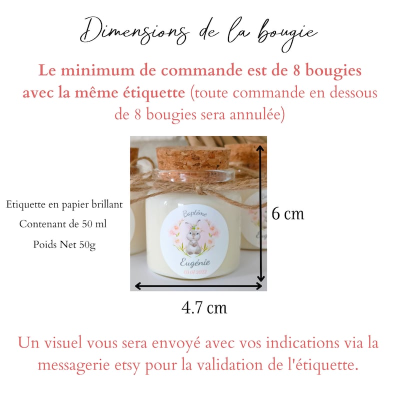 Bougie personnalisée mariage thème fleurs 50 ml Mini bougie Cadeaux invités événements mariage image 5