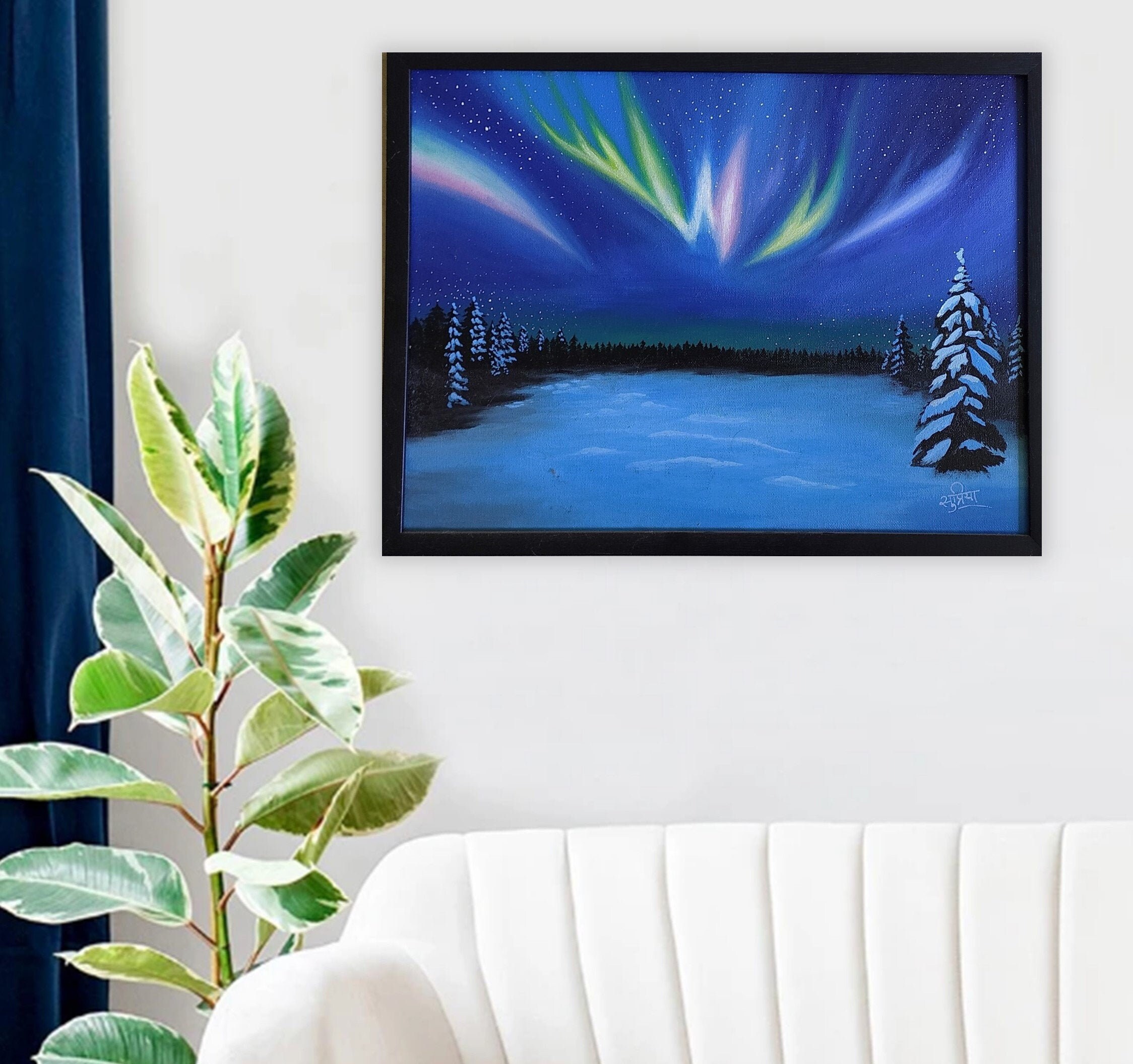 Realistic Northern Lights Acrylic Painting on Canvas for Home Etsy UK