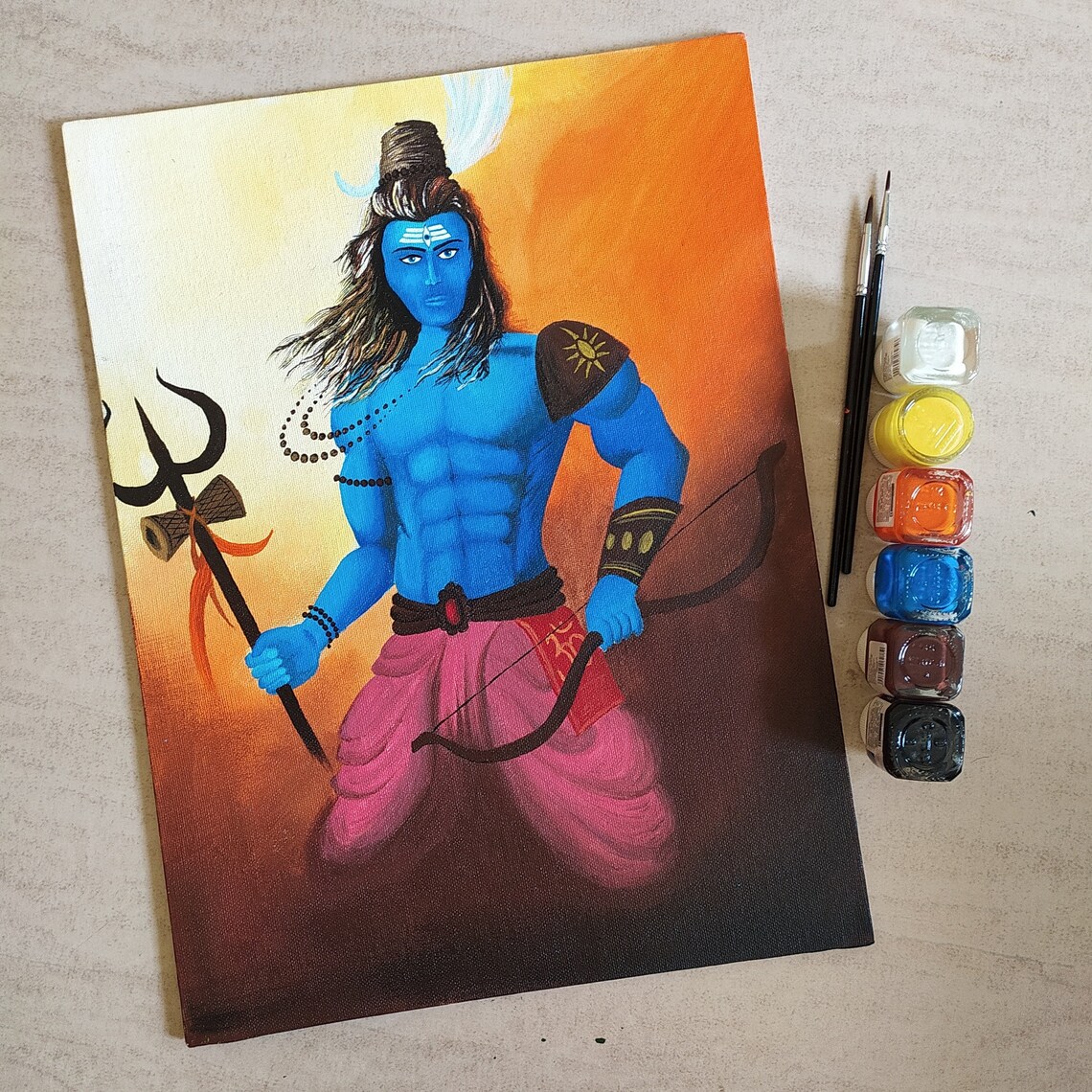 Original Lord Shiva Acrylic Painting for Home Decor Etsy