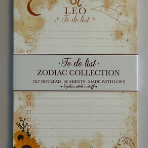Leo Zodiac Notepad | Celestial Floral Astrology Writing Pad (5x7", 50 Pages)