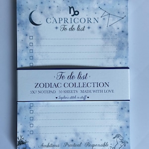 Capricorn Zodiac Notepad | Celestial Floral Astrology Writing Pad (5x7", 50 Pages)