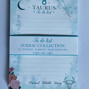 Taurus Zodiac Notepad | Celestial Floral Astrology Writing Pad (5x7", 50 Pages)