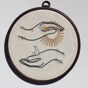 Day'N Night | Moon | Stars | Finished Embroidery | Modern Embroidery | Female Gift | Stitching Gift | Room Decor | Wall Art