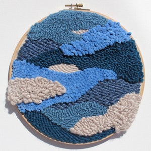 The Blue Night | Finished Embroidery | Punch | Modern Embroidery | Female Gift | Stitching Gift | Room Decor | Wall Art