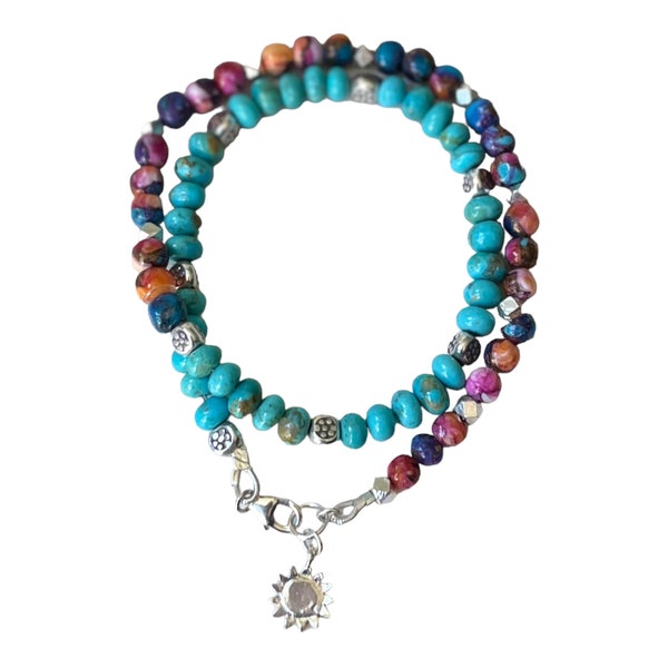 Colorful Kingman Turquoise Wrap Bracelet