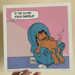 Garfield Parody Print – Funny Cat Wall Art, Stoner Meme Poster, Retro Cartoon Aesthetic, Alt Art Print for Bedroom Decor