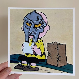 MF DOOM x Charlie Brown Druck – Signierte, Nummerierte Auflage | Alt Rap Fan Art | Parodie Cartoon Poster | Hip-Hop Kunst