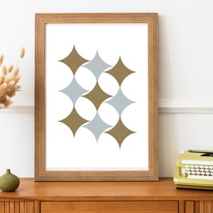 Abstract Wall Art | Printable Art | Digital Download | Gold & Silver Diamonds