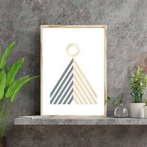 Abstract Pyramid Wall Art | Printable Art| Digital Download | Pyramid and Sun