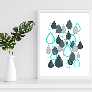 Raindrops | Wall Art | Printable Art | Digital Download | Abstract Raindrops #1
