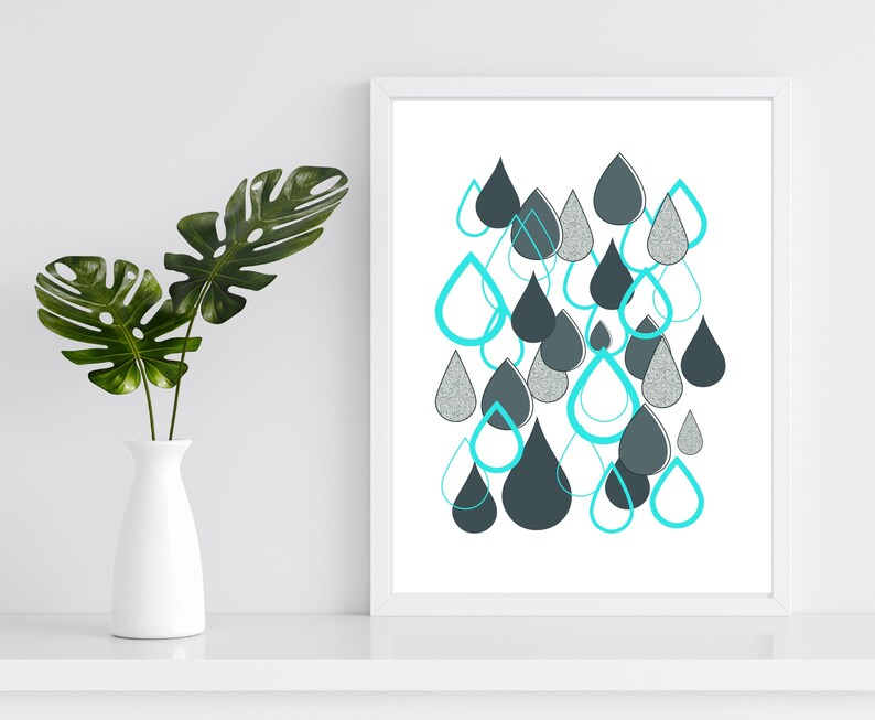 Abstract RainDrops Printable Wall Decor Minimalist Digital Downloadable Artwork