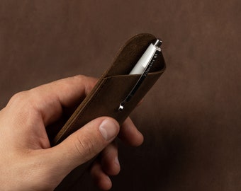 Leather Pen Case, Pencil Holder, Handmade Fountain Pen Pouch, Protective Sleeve Cover for Ballpoint Pen, Stylus, Touch Pen