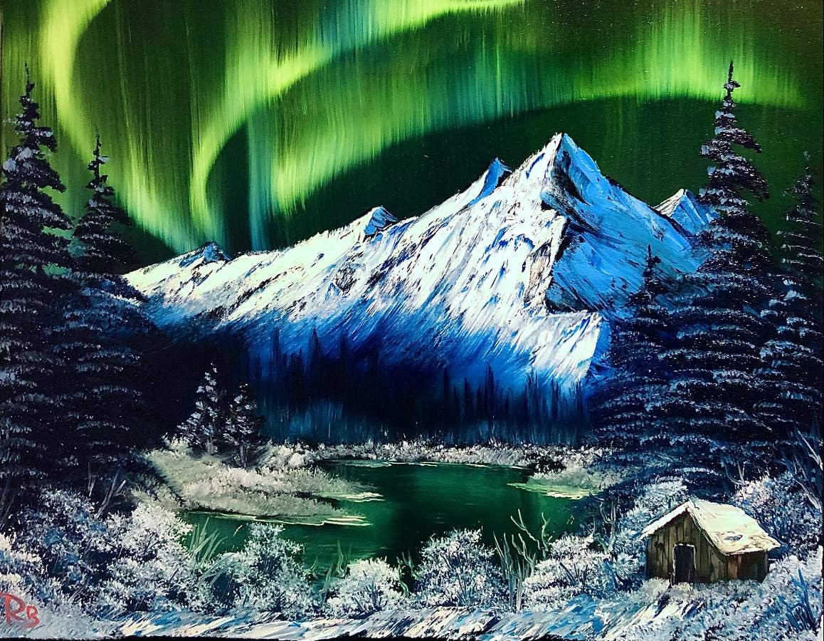 Bob Ross Northern Lights Painting