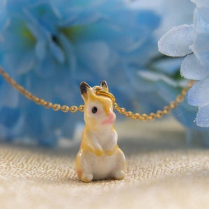 Pendentif lapin en émail : adorable collier lapin (40 cm + 5 cm)