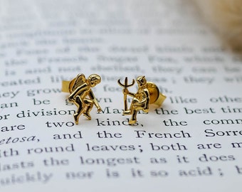 Brincos de anjo e demônio assimétricos: Prata de lei 925