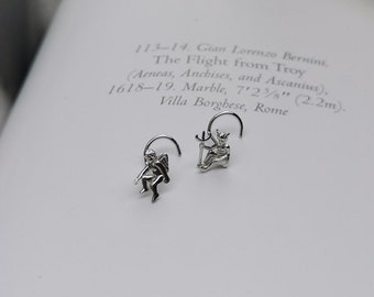 Dainty Angel and Devil Nose Stud, Adorable Cherub and Demon Mismatched Body Jewelry, Halloween Outfit Nose Screw Silver, Gothic Jewelry