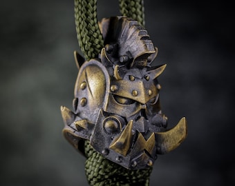 Brass Gladiator Helmet Paracord Bead | Tactical Knife Lanyard Charm
