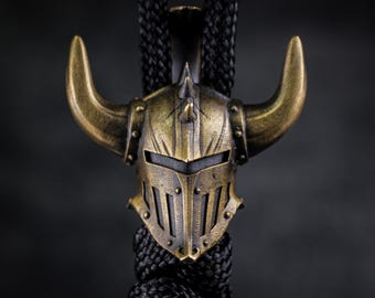 For battle-ready souls: Handcrafted Brass Gladiator Helmet Paracord Bead - Viking Lanyard Charm