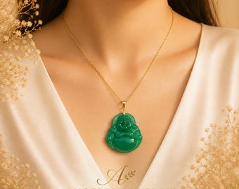 Vintage Solid 14K Yellow Gold Jade Lady Buddha Pendant Charm - Etsy