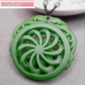 Green Jade Charm Pendant Necklace | Handmade Carved Gemstone | Beaded Cord Chain | Natural Jade Amulet Jewelry Gift for Him or Her