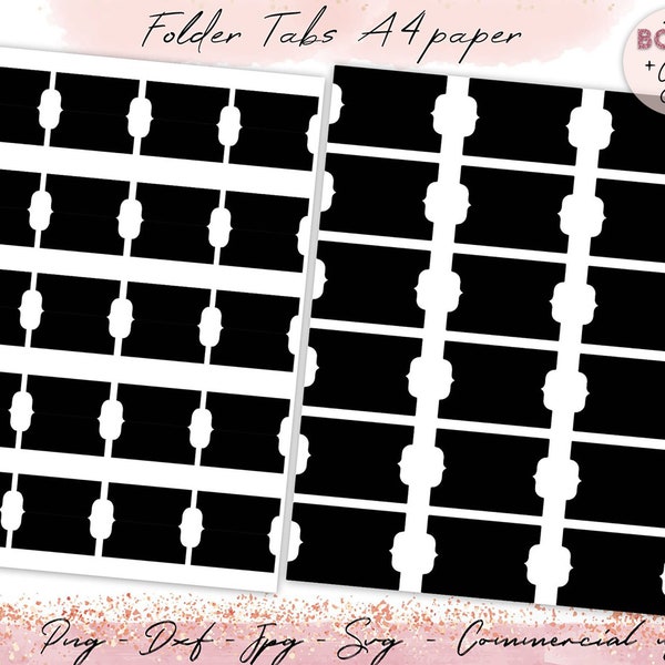 Journal Tabs templates A4 paper, tabs template Set , double folder tabs ,Cutting File, Silhouette, Cricut, Commercial use,Cameo,tabs Svg